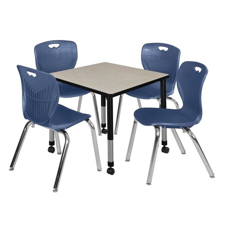 Regency Tables > Height Adjustable > Square Mobile Table & Chair Sets, 30 W, 30 L, 23-34 H, Maple TB3030PLAPCBK40NV